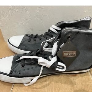 Harley-Davidson Gray and White Men's High-Top Sneakers